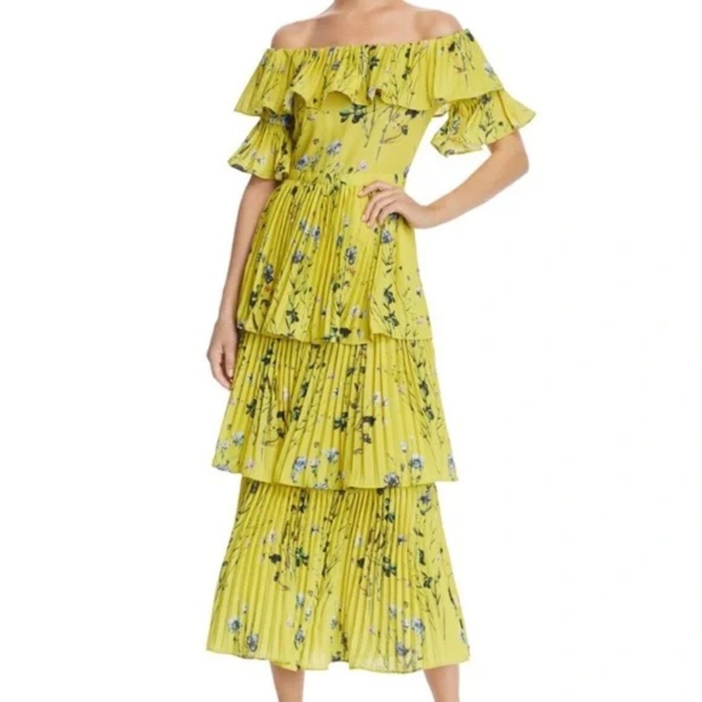 Self-Portrait Yellow Floral Off-Shoulder Maxi Dress US 2 / UK 6
